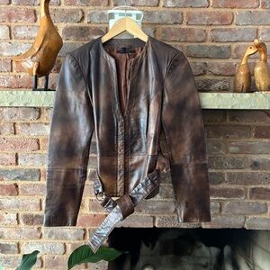 Zara Basic Brown Leather Jacket